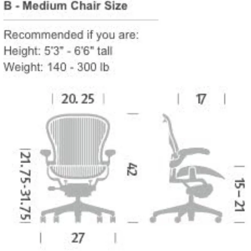 Silla Herman Miller Classic Aeron - Aluminio, Talla B