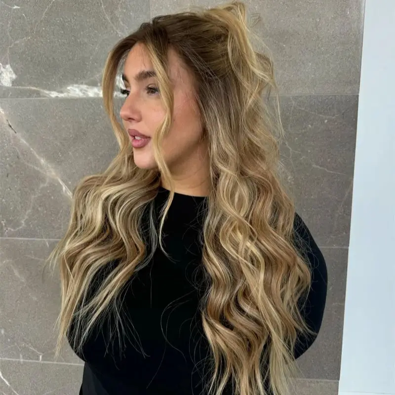 

Бесклеевая предварительно выщипанная линия волос 13x4, свободная часть, омбре, золотистая блондинка, мелирование, балаяж, роскошный синтетический парик спереди, парик для вечеринки