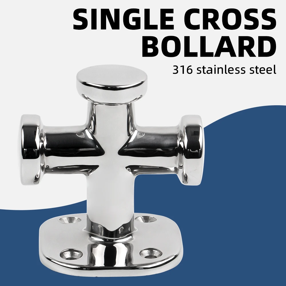 Heavy Duty 316 Stainless Steel Single Cross Mooring Bollard Bitt Cleat Marine Boat Deck Hardware Accessories