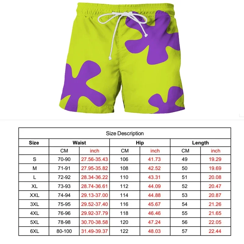 SpongeBob Patrick Beach Short Cozy Simple Casual Loose Sports Shorts Summer Breathable Men Beachwear Anime Cosplay Oversized