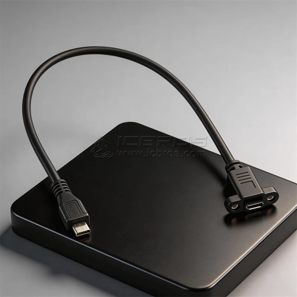 10pcs Micro USB Male to Female Extension Cable With Ear Screw Hole Small Spacing Android Male to Female V8 Data Cable