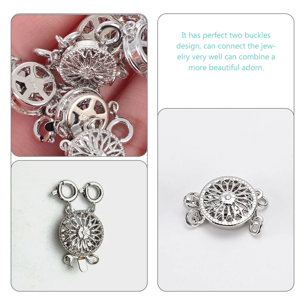 2 шт., металлическая пряжка, жемчужный браслет, застежка золотого тона, ожерелье, многослойные ювелирные застежки, разъемы с замком, аксессуары «сделай сам»