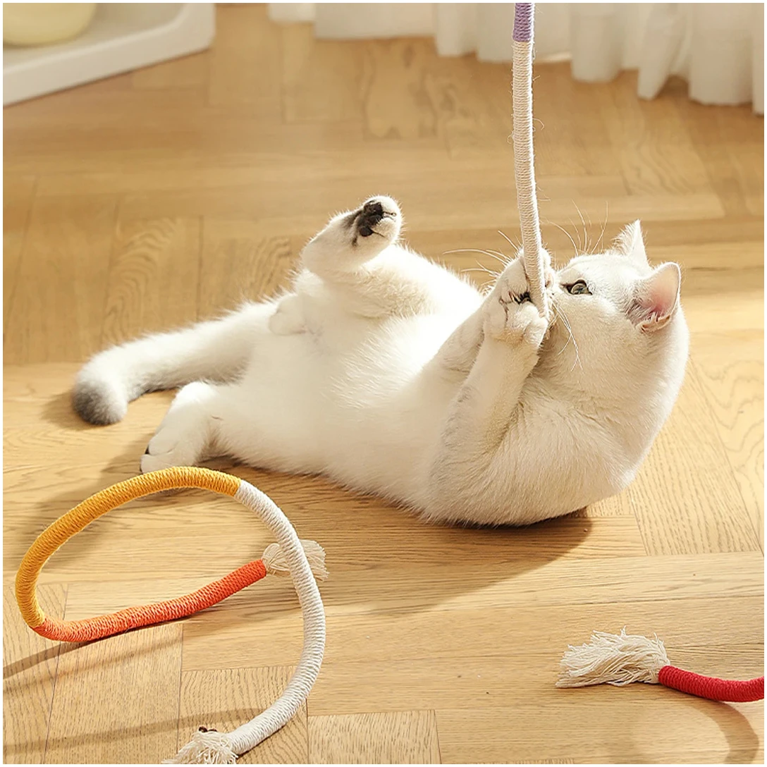 Cat Bite Rope Toy Grinding Teeth Durable Teasing Cat Rope Toy Cat Scratcher Rope Toy Cotton Rope Bite-resistant Chewing Toy