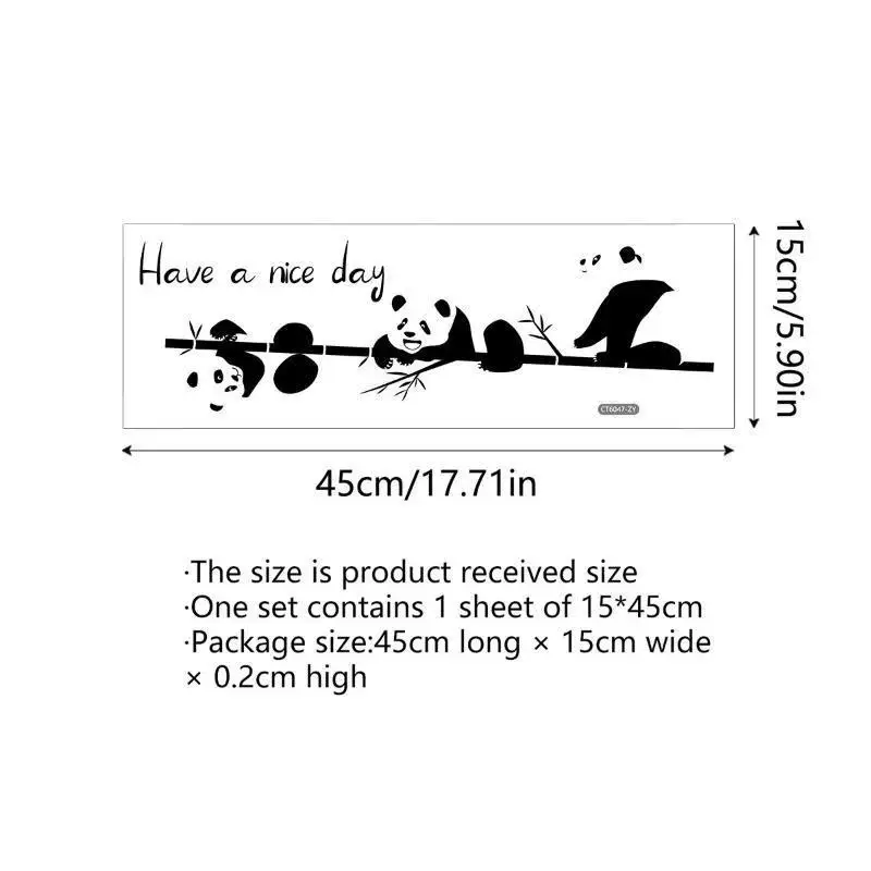 Nouveaux autocollants muraux dessin animé Animal bambou trois Pandas fenêtre en verre miroirs autocollants décoratifs maison Stickers muraux auto-adhésifs