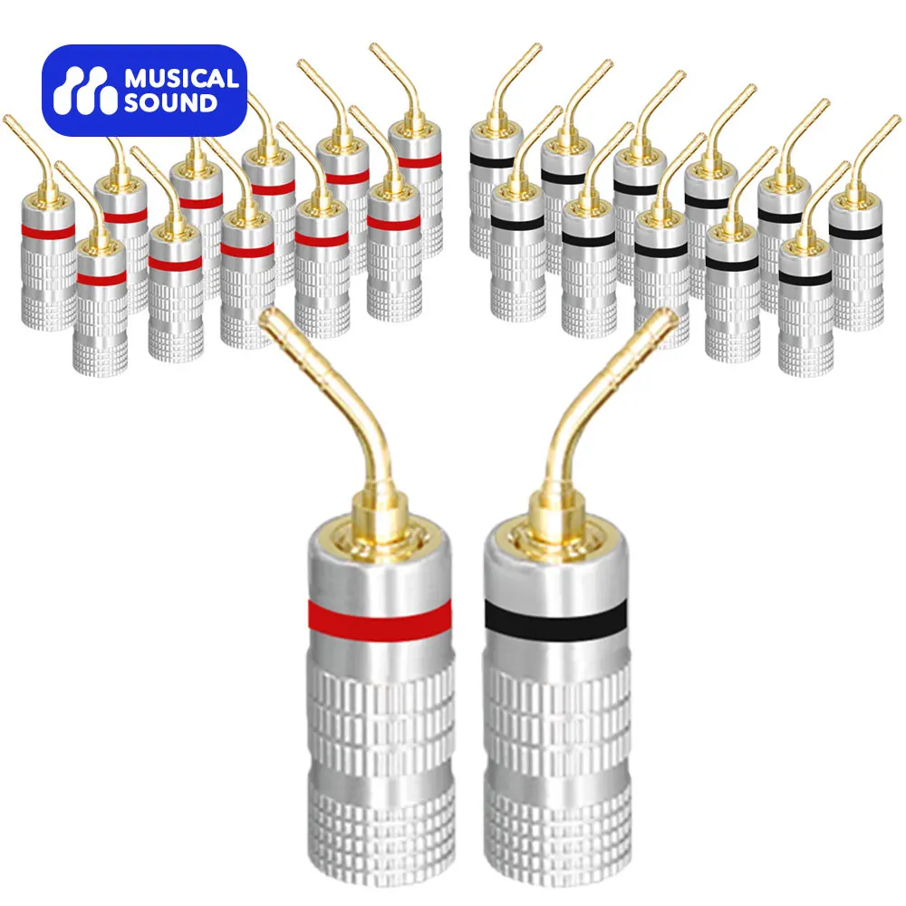 Sonido Musical 2/6/12/24/50 piezas 18-12AWG - 24K chapado en oro 4mm conector de altavoz de Audio para cable de altavoz enchufes de Audio