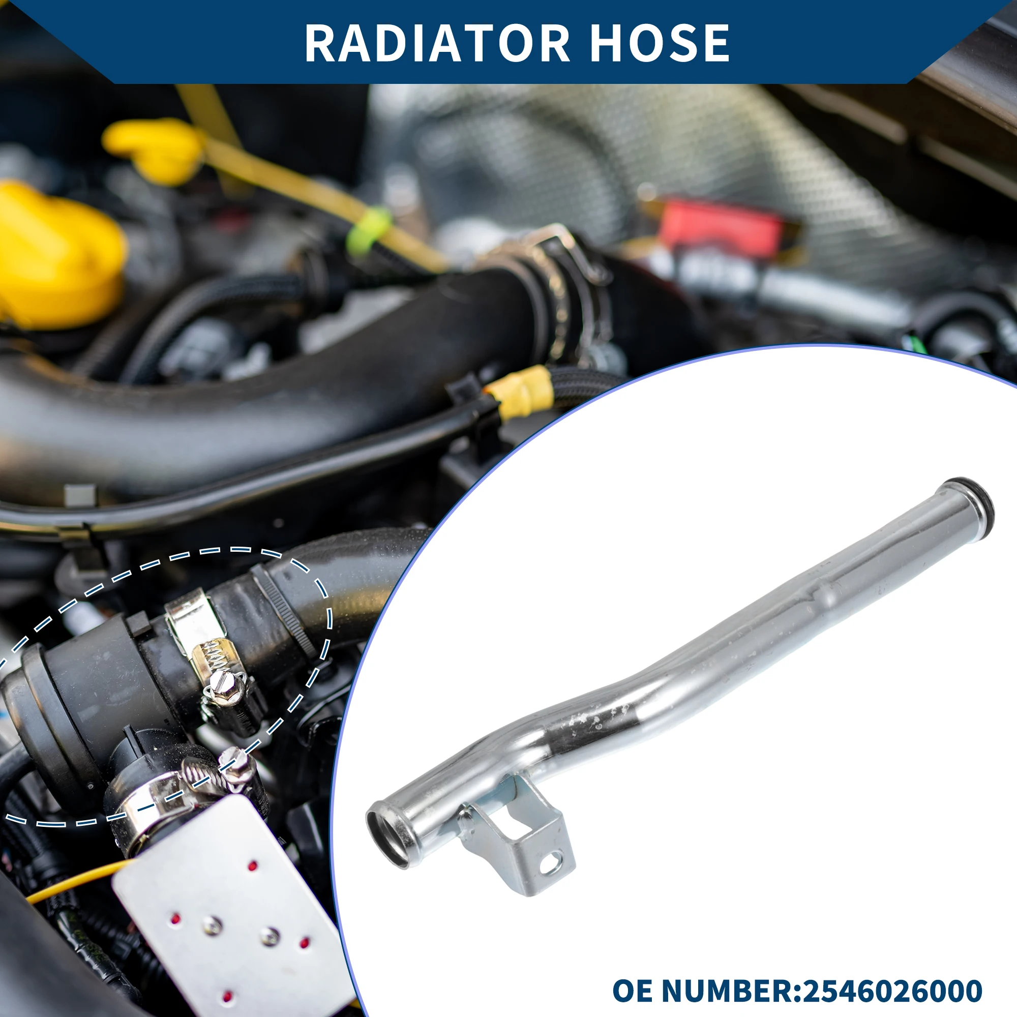 

Шланг радиатора двигателя автомобиля UXCELL для Kia Rio 2006-2011 No 2546026000 Металл Серебристый Тон