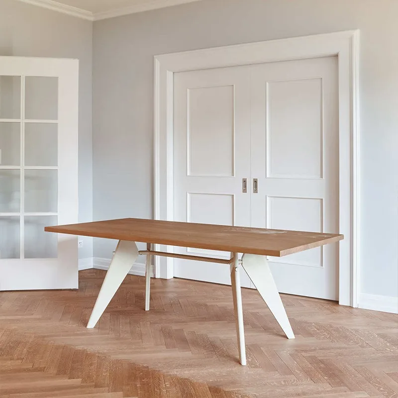 

Solid wood dining table work design Nordic square modern simple eating long