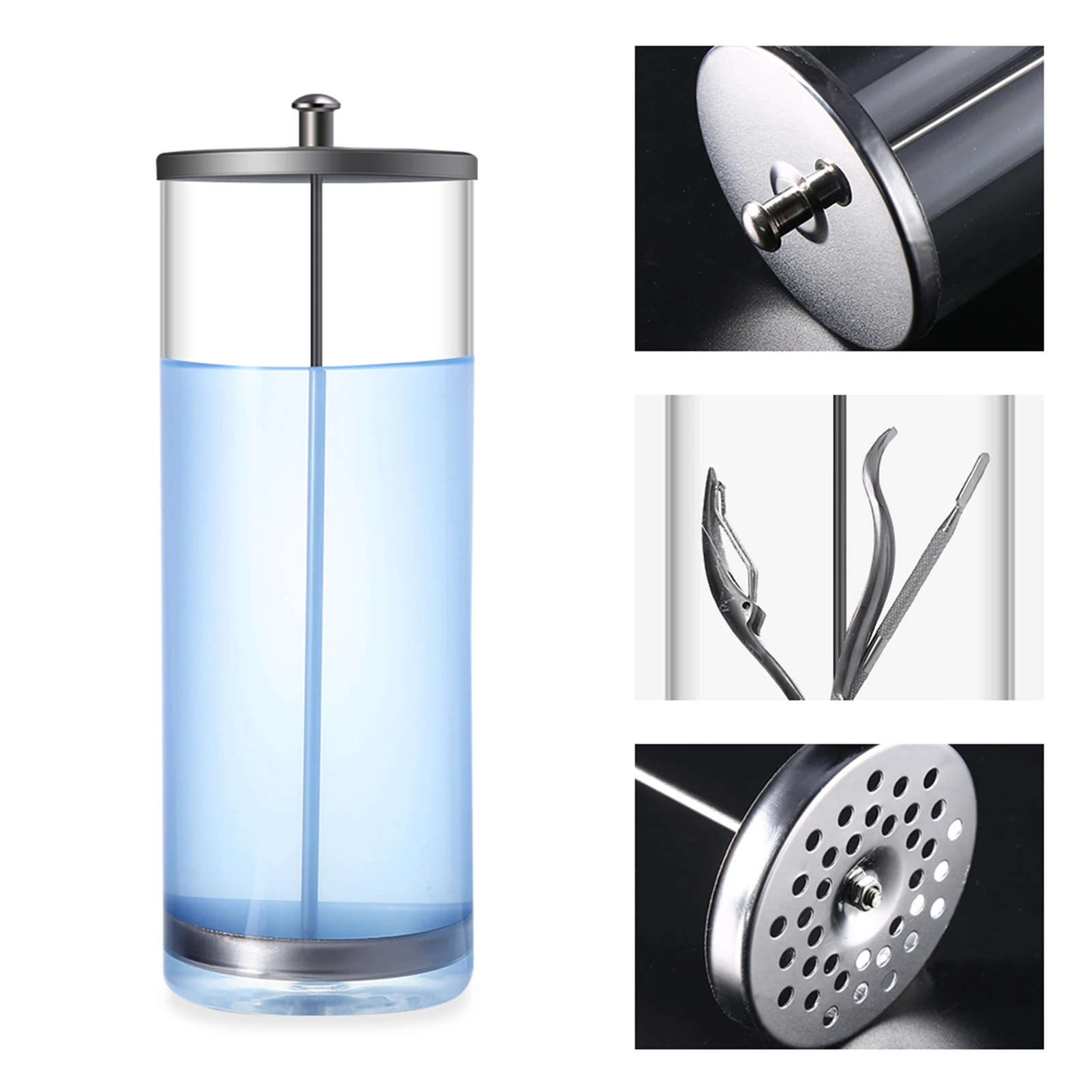 ZK40 Desinfectiepot Sterilisatiecontainer Ontsmettingsmiddel Glazen pot Manicuregereedschap voor salon 9 inch