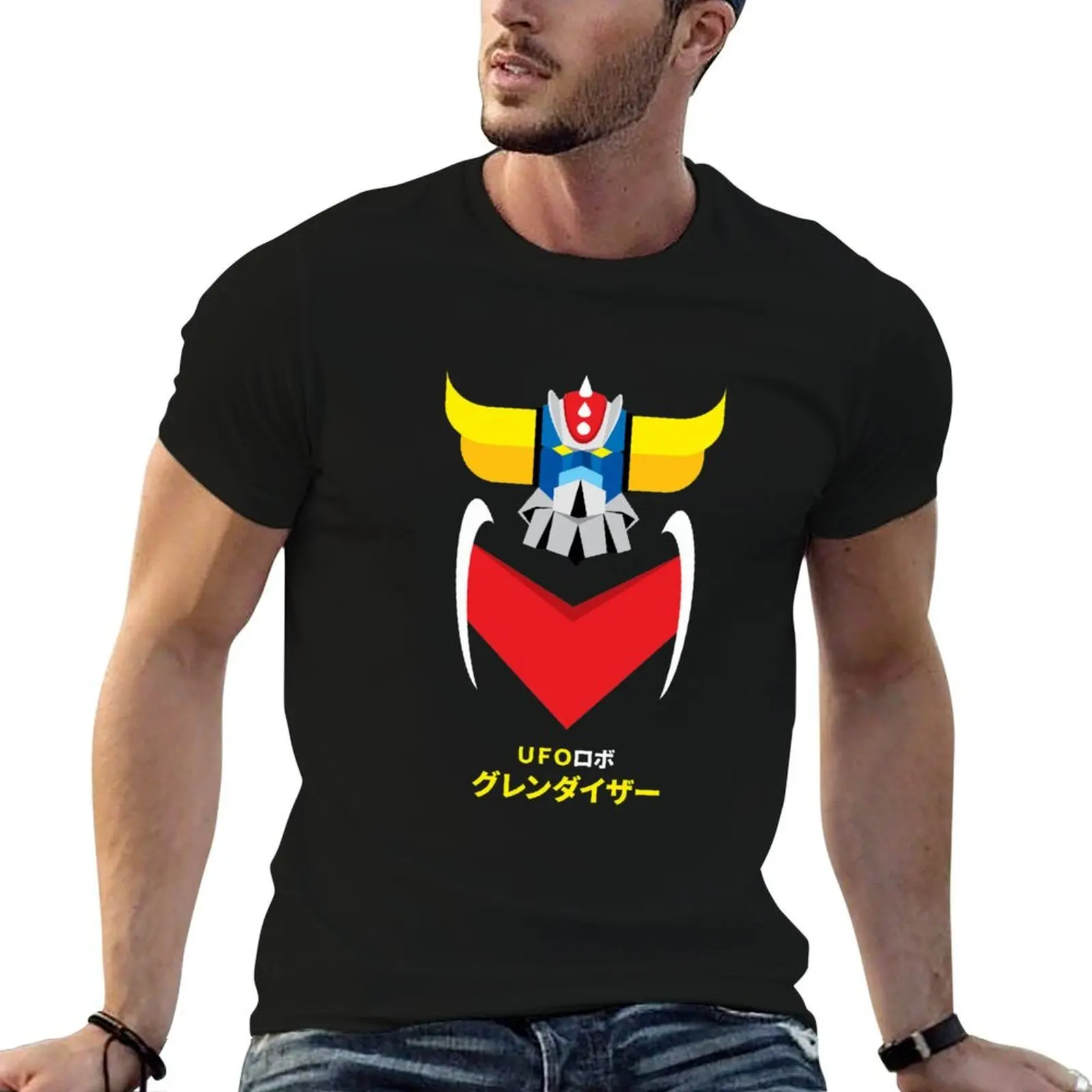 

Grendizer Color and japanese writing T-Shirt mens graphic t shirts cotton t shirt man T-Shirt