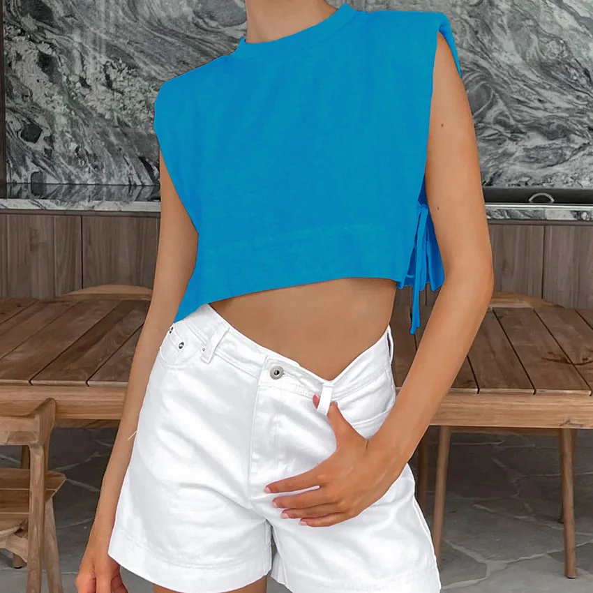 2023 New Padded Shoulder Sleeveless Top and Trousers Two-Piece Set Leisure Fashion Cotton and Linen Suit Women\'s Clothing