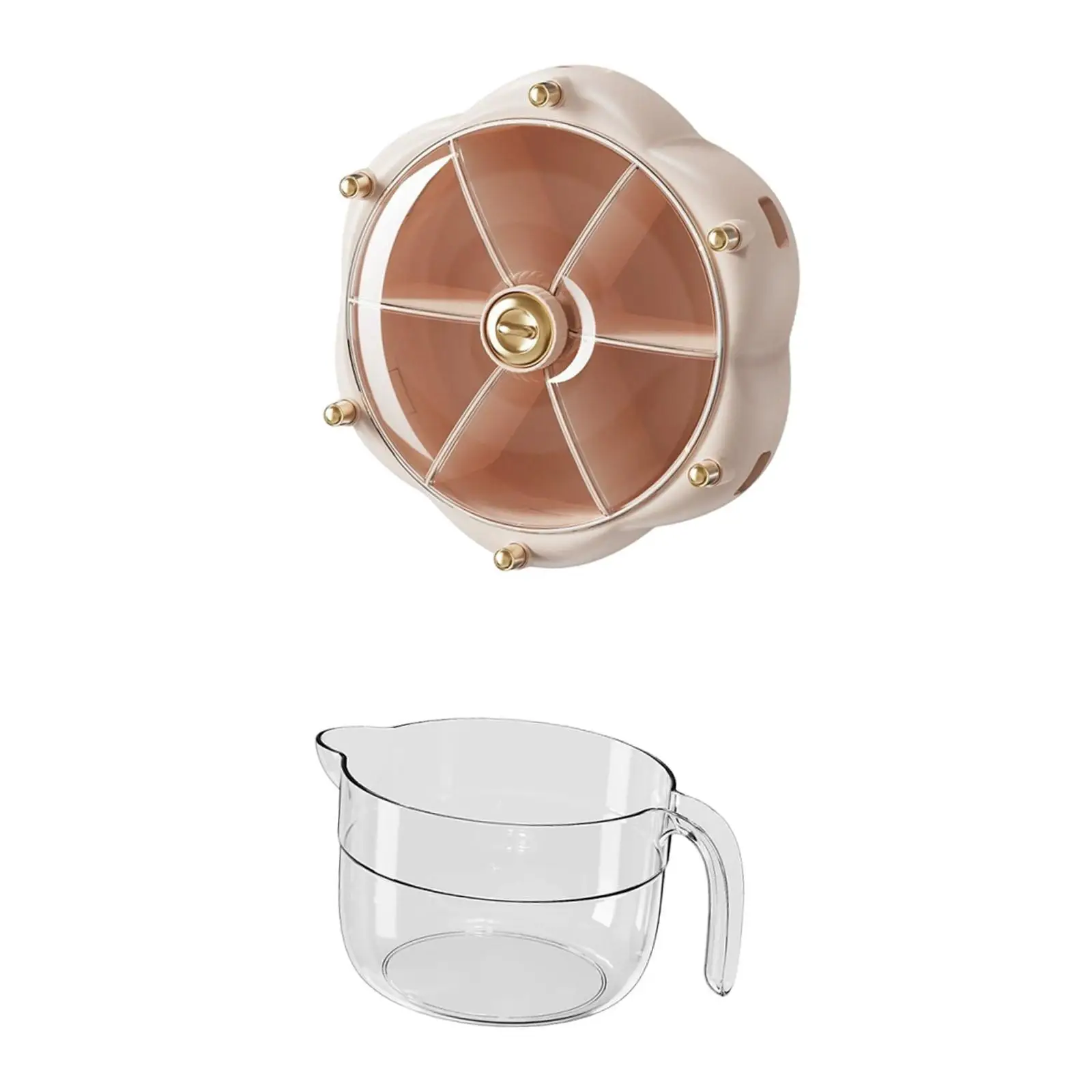 Cereal Dispenser 6 Grids Sealed Grain Dry Food Storage Box Easy Clean Sturdy Visible Storage Jar Rotatable Grid Rice Bucket