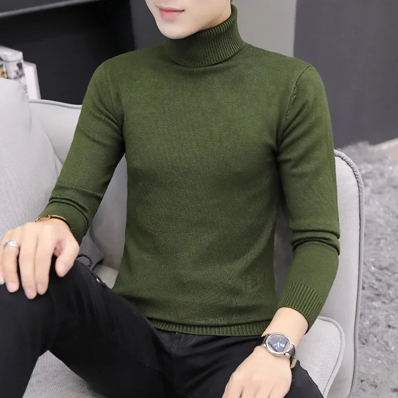 

Men's Underlay Sweater 2023 Autumn/Winter Thin Sweater Solid Color Slim Fit High Collar