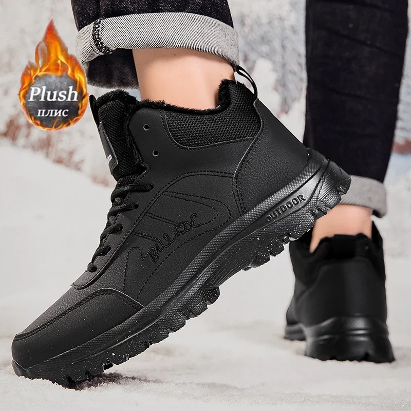 ELUVA Men's Waterproof Snow Boots Insulated Non-Slip Lightweight Outdoor Shoes Men's Winter Thermal Work Boots for Snow Hiking