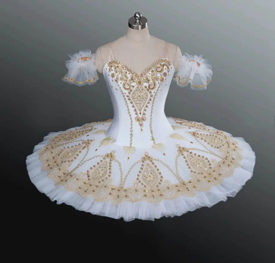 White Swan Lake professional ballet dance dress girls ballet competition tutu performance test pompon dress princess dress
