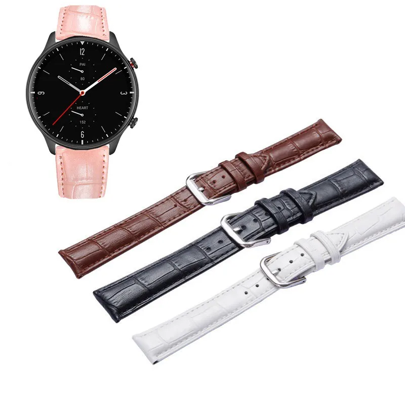 

20mm 22mm Quality Leather Strap Watch Band For Huami Amazfit GTR 2 3 4 42mm 47mm GTR2 GTR 2E GTR3 Pro