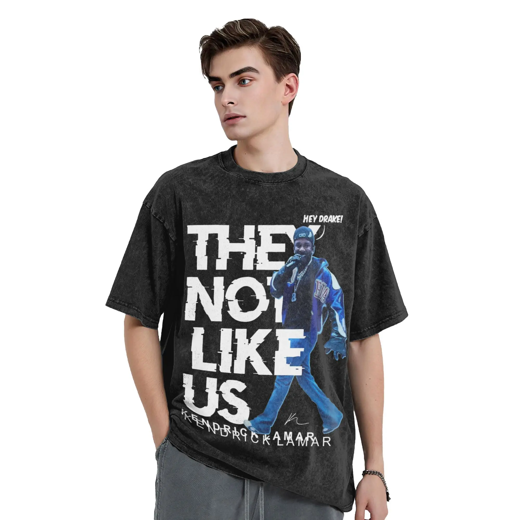 

Washed T Shirt Kendrick Lamar They Not Like Us 2025 Vintage T-Shirt Street Cotton Printed Tops Tee Shirt for Men Women