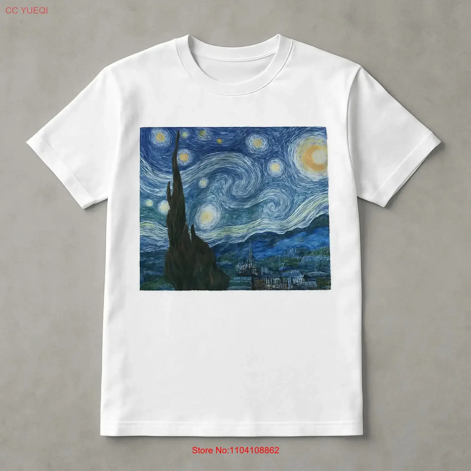 Van Gogh Starry Night T Shirt 100 Cotton vintage Washed streetwear Breathable fashion Soft Comfortable Stylish graphic
