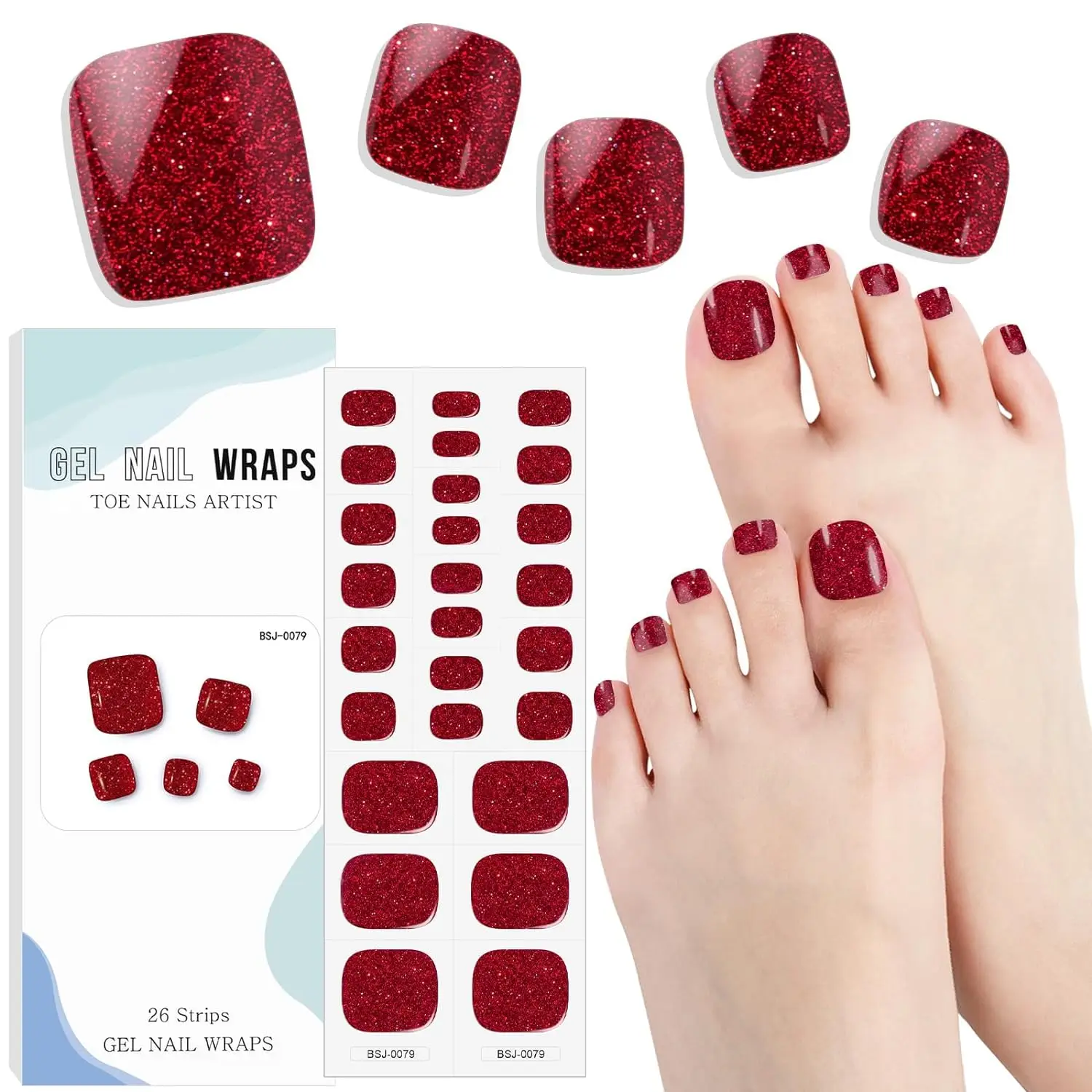 Neue beliebte UV-härtende Gel-Zehennagel-Sticker, wasserdichte Fußstreifen, Sommer-Klebe-Nagelfolien für die vollständige Maniküre-Dekoration