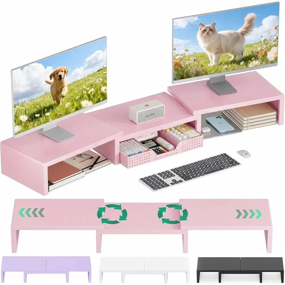 

Desk Organizers Accessories, Dual Monitor Stand Riser, Office Decor Women, Office Desk Accessories Workspace Organizers, Home Of