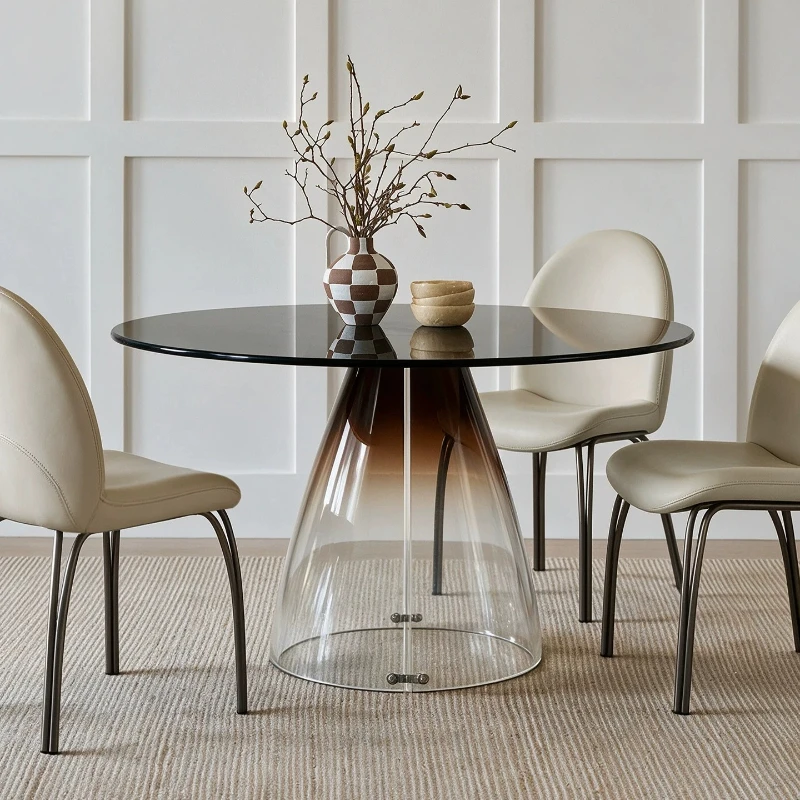 Acrylic transparent dining table simple modern creative designer tempered glass wabi wind round table