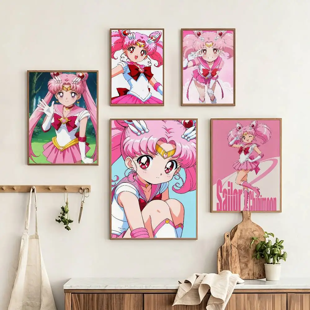 Anime S-Sailor Chibi-Moon Poster HD Self Adhesive Waterproof Wall Art Ideal for Home Office Dorm Gift Customizable