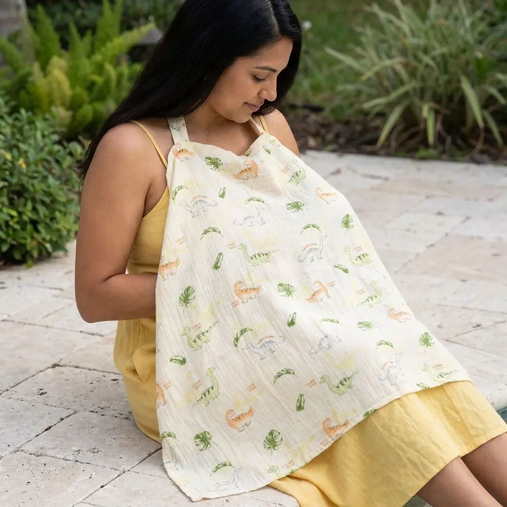 Cotton Breastfeeding Nursing Cover Breathable Adjustable Breast Feeding Blanket Arch Neckline Multi-purpose Use Stroller Blanket