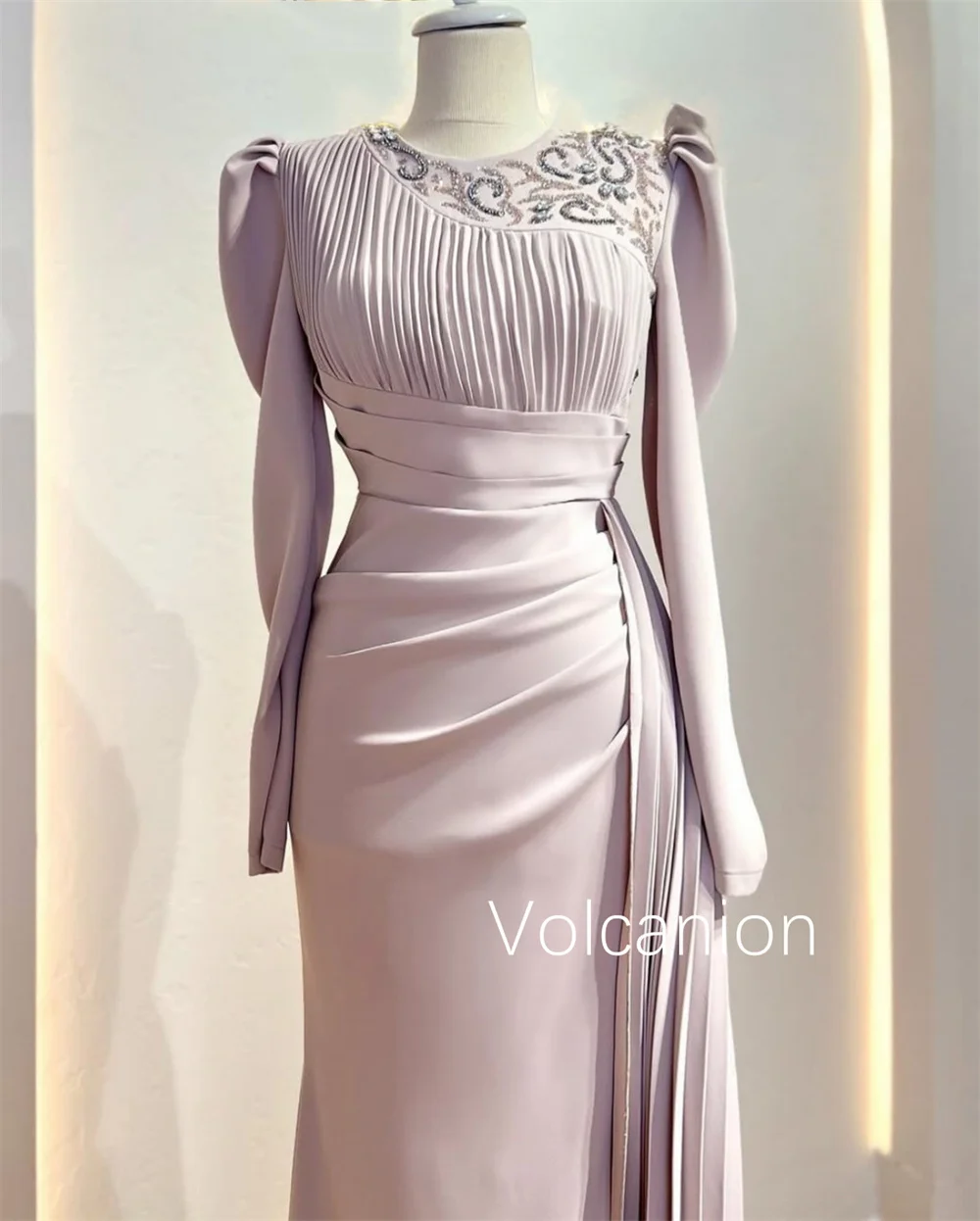 تخصيص جيرسي حجر الراين الطية غمد جوهرة فساتين طويلة مناسبة مخصصة مساء كلاسيكي رائعة النمط الصيني