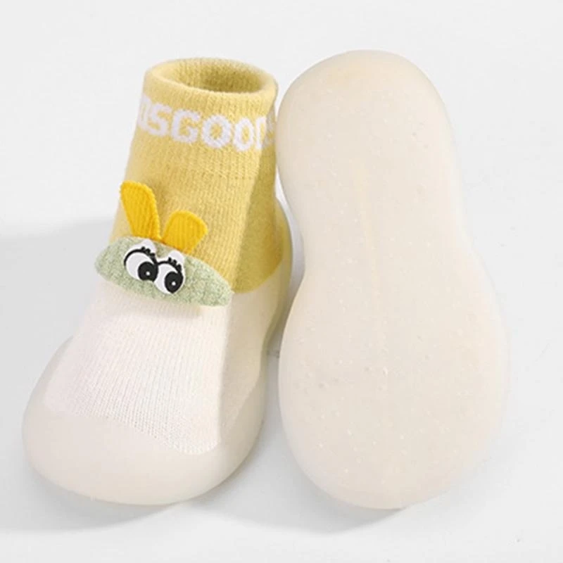 J15U Toddler Baby Knitted Non-Skid Slipper Socks Cartoon Rabbit Rubber Bottom Shoes