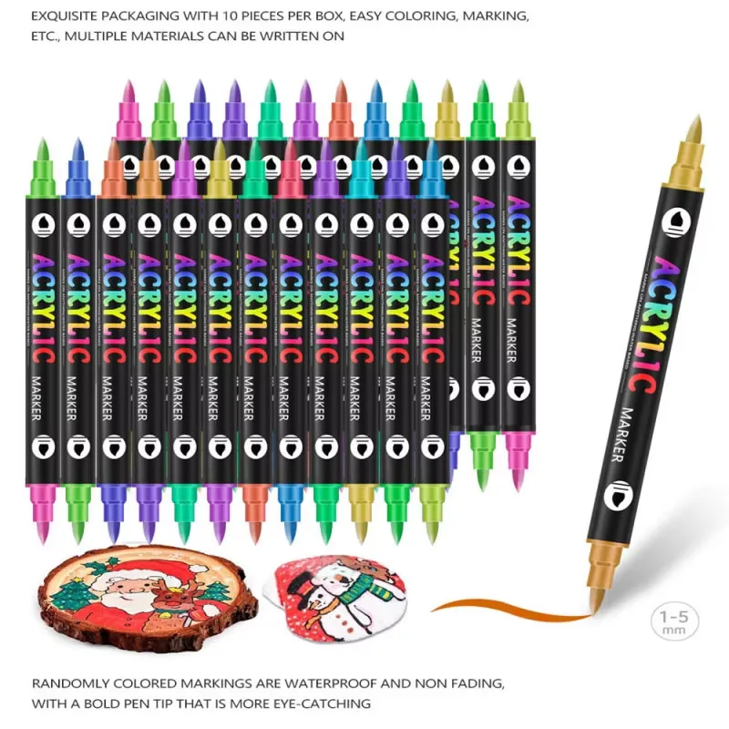 

Профессиональные акриловые маркеры для художественного творчества, 48 цветов, с двумя наконечниками (тонкий и кисть), подходят для камня, дерева, каллиграфии.