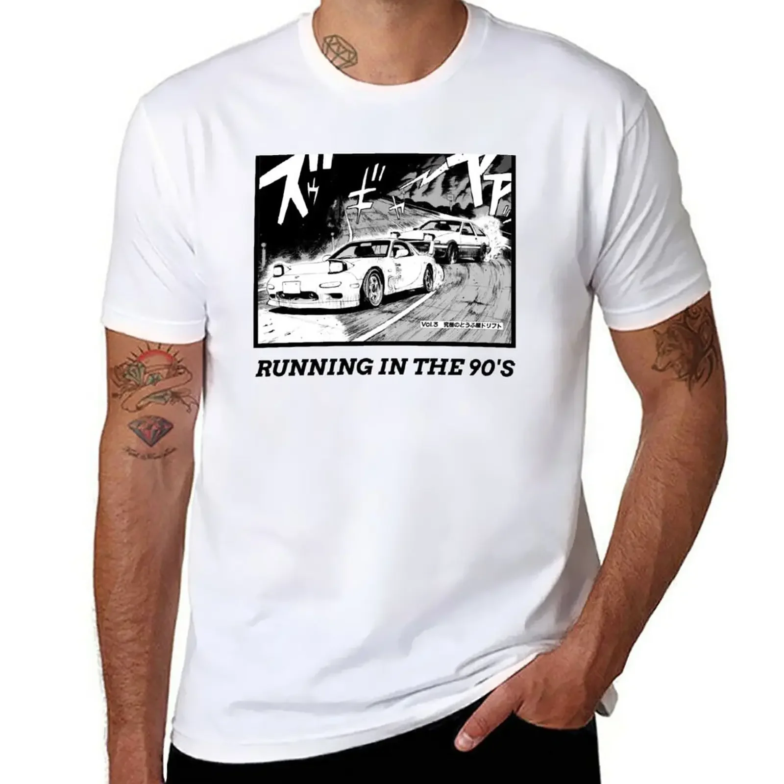 

New Initial D Manga Running In The 90's AE86 vs RX7 T-Shirt graphic t shirts T-shirts for men cotton