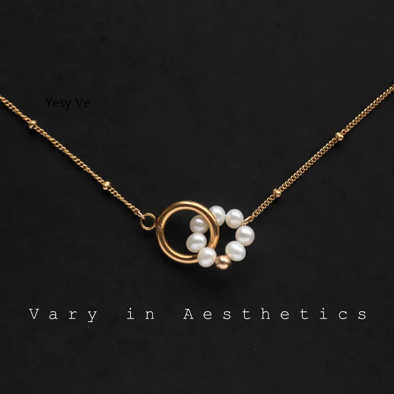 Yesy Ve Women French Natural Pearls True Love Knot Top Quality Elegant Not Fade Necklace Female Choker Chain New Arrival