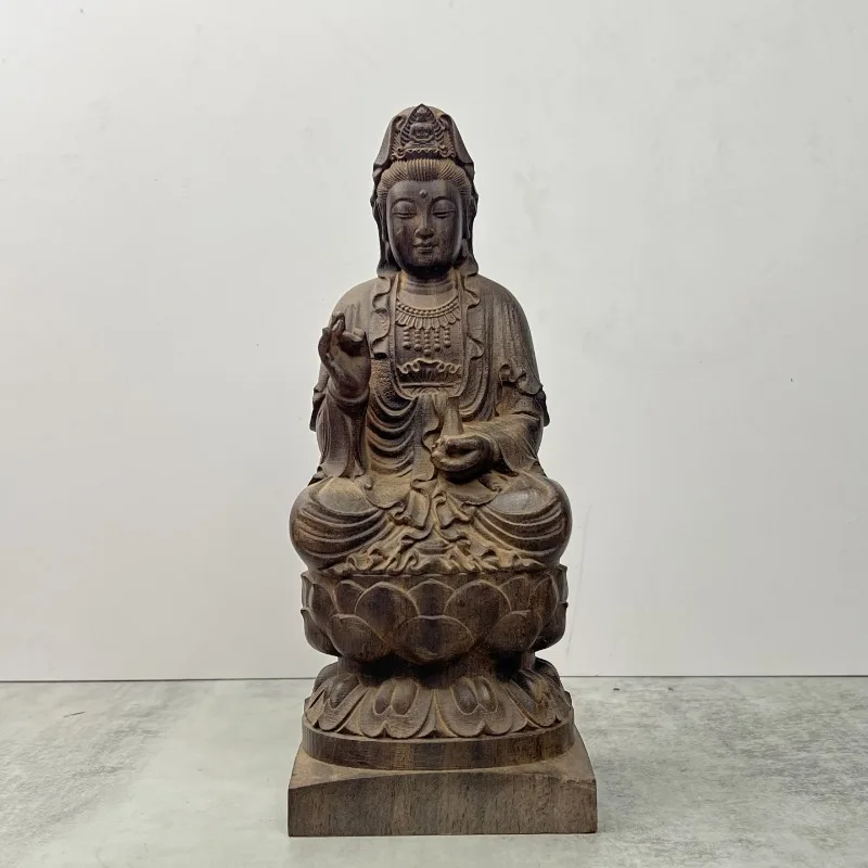 

Статуя Гуаньинь из Вьетнама из агарового дерева ручной работы — деревянная фигурка Будды 7,1/11 дюймов для домашнего декора храма, буддийские подарки
