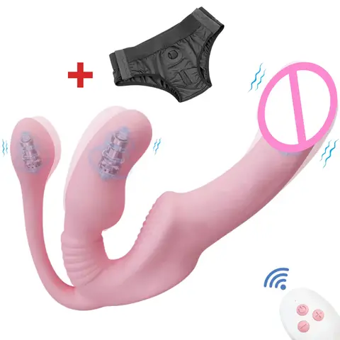 Consolador con correa sin tirantes, vibrador con tapón Anal, masajeador para lesbianas, vibrador 3 en 1, estimulador del punto G, juguete sexual para clítoris para pareja