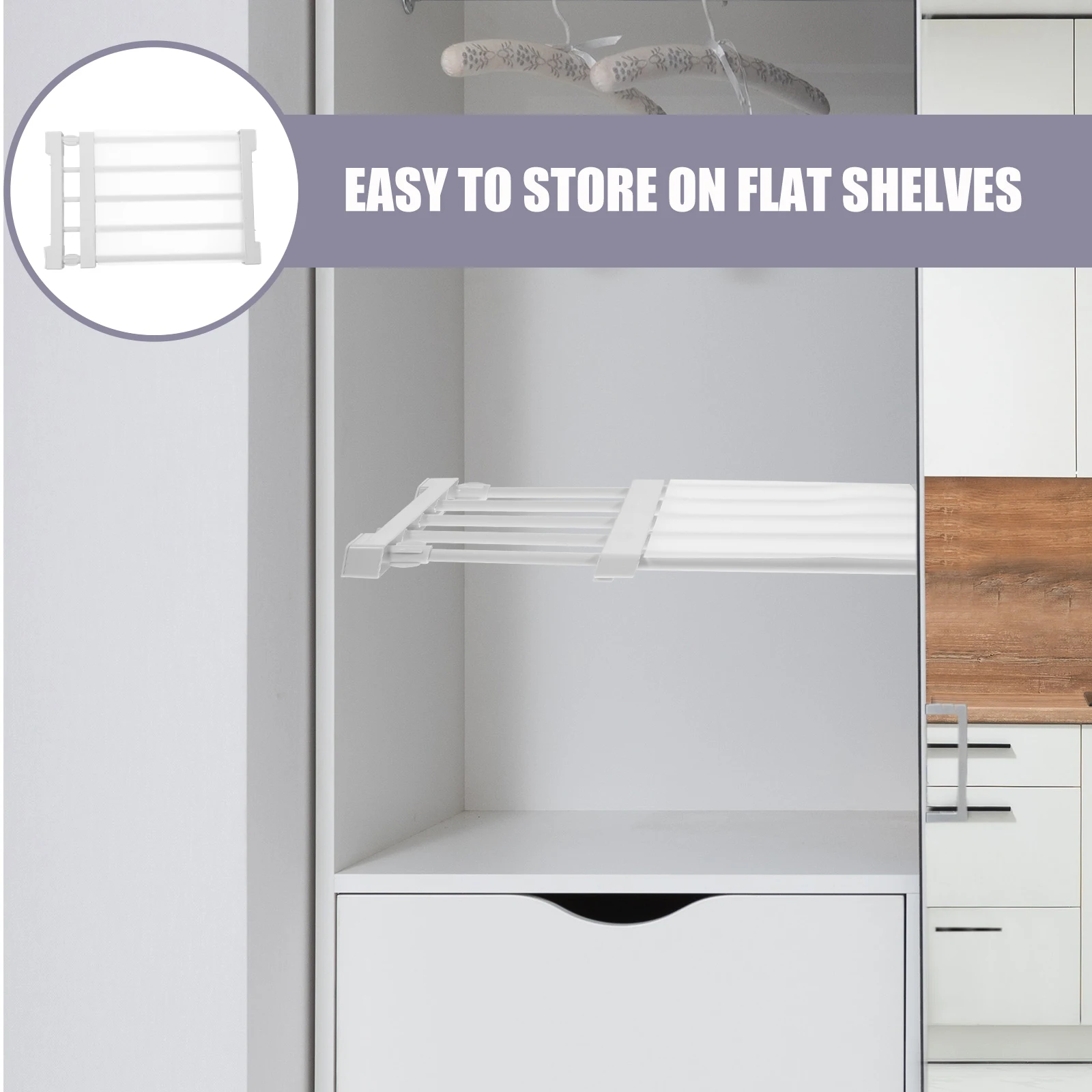 

Telescopic Closet Shelf 30 40cm White Adjustable Storage ganizer Wardrobe Kitchen Cabinet Shelf Durability PP Material Space
