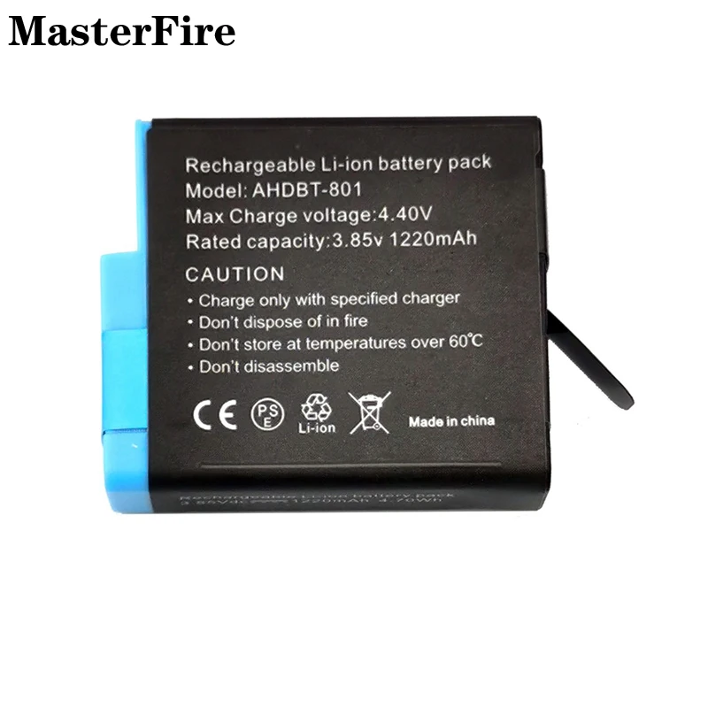 GoPro ゴープロ 8 黒 AHDBT-801 1220mah バッテリー GoPro ヒーロー 8 ヒーロー 7 ヒーロー 6 ヒーロー 5 電池アクションカメラアクセサリー