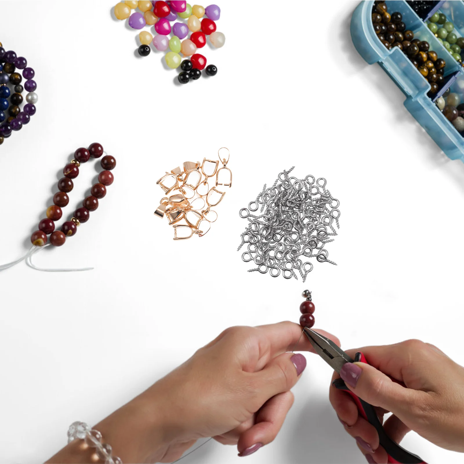 

1 set 1 Set Metal Screw Eye Claw Clasps Jewelry Making Supplies Diy Eyelet Hooks Findings Threaded Hooks