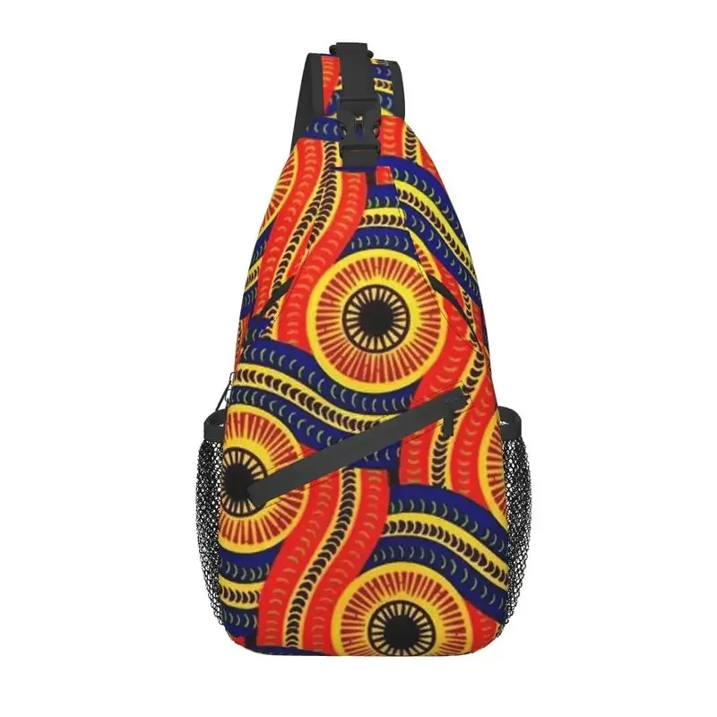 Fashion Serpent African Ankara Print Sling Bags for Traveling Men's Tribal Ethnic Art Crossbody Chest Backpack Shoulder Daypack