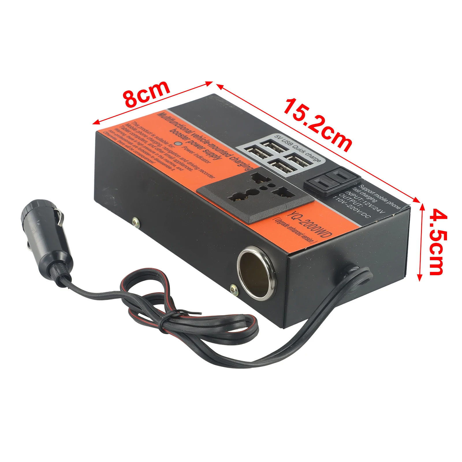 Car Converter Power Inverter With LED Display 1500W DC12V/24V To DC110V/220V Converter Trip 4USB Modified Sne Wave Inverter