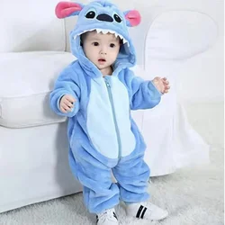 Disney Lilo Stitch Baby Rompers Anime Winter Blue Costume Onesie Girl Boy Pajamas Toddler Jumpsuit Infant Stuff Clothes Kid Gift