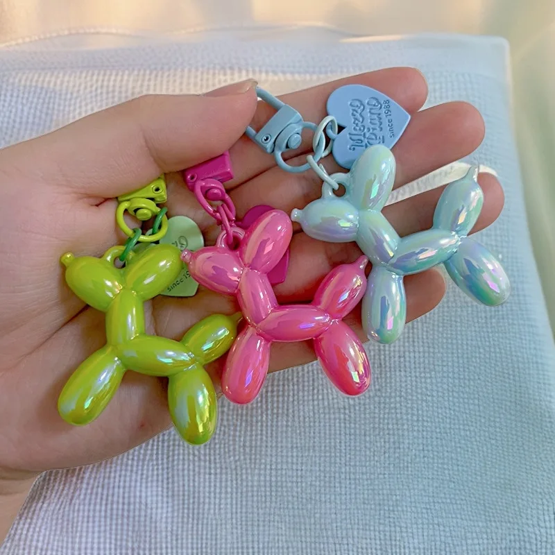 DIY Candy Color Sweet Resin Balloon Dog Keychain For Women Girls Animal Shaped Phone Chain Key Buckle Accessories Bag Pendant