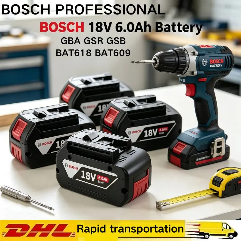 Bosch 18V 6.0Ah 100% Original-Backup Batteries, Draadloze Professional System,for GBA GSR GSB BAT618 BAT609 Tools+charger