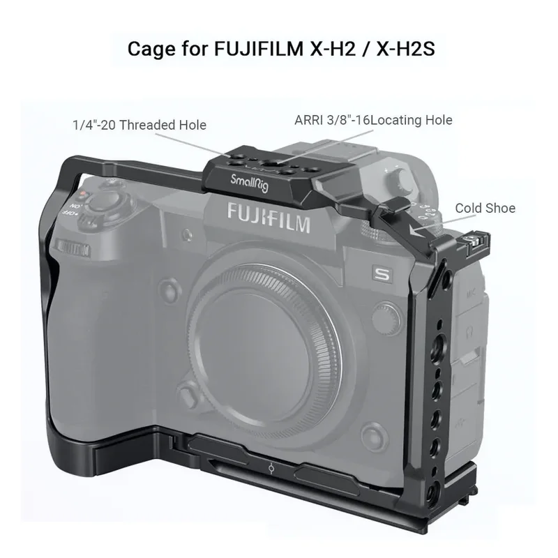 

SmallRig Camera Cage for FUJIFILM X-H2 / X-H2S Aluminum Alloy Video Making Camera Rig with NATO Rails Quick Release Plate -3934