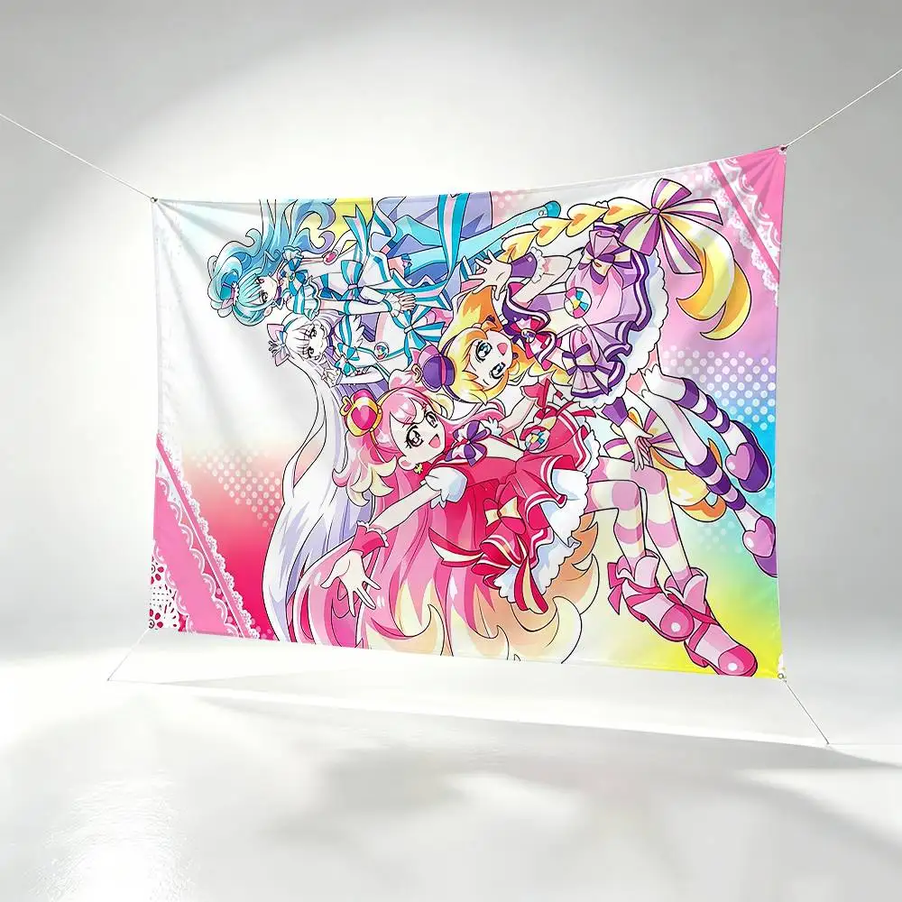 Star Detective Precure Anime  Flags Wall Hanging Background Art Banner for Bedroom Home Outdoor Decor