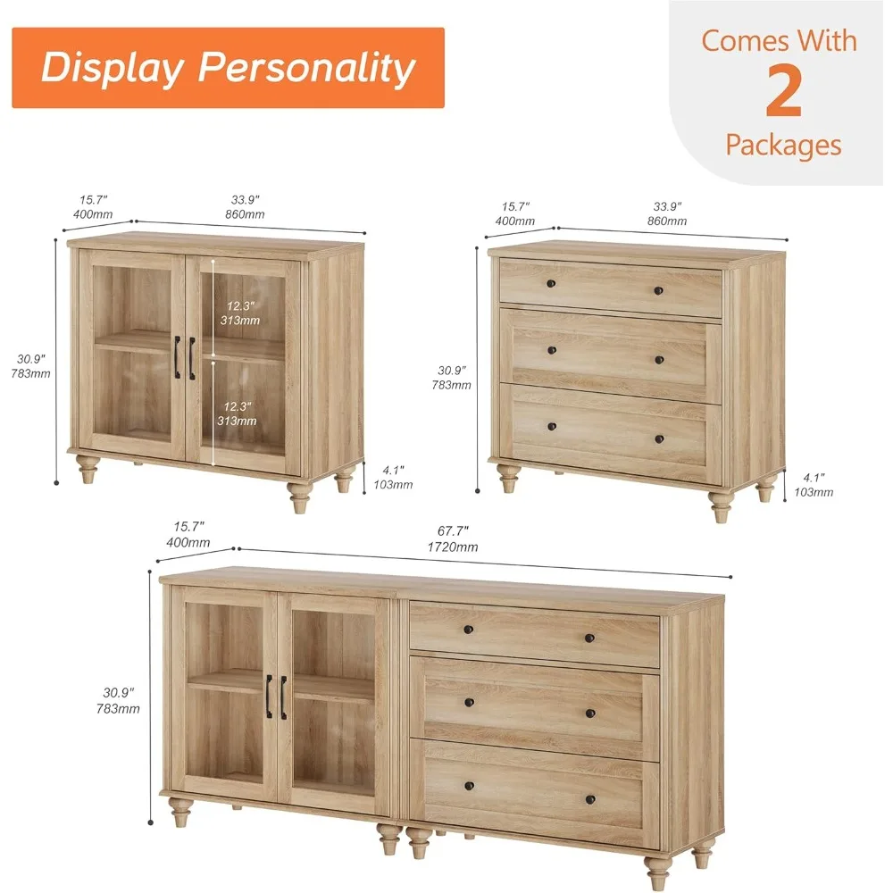 حامل تلفزيون لأثاث غرفة المعيشة لتلفزيون 75 بوصة، خزانة تلفزيون خشبية لمركز الترفيه، حامل تلفزيون لغرفة المعيشة، 2 في 1 #4