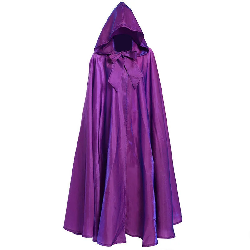 Halloween-Party-Rollenspiel-Robe mit Kapuze, Satin, Rot, Mittelalterlicher Ritter- oder Zaubererumhang, für Damen, Herren, Erwachsene, Langer Heldenumhang, Hexen-Bühnencape – Detail 7