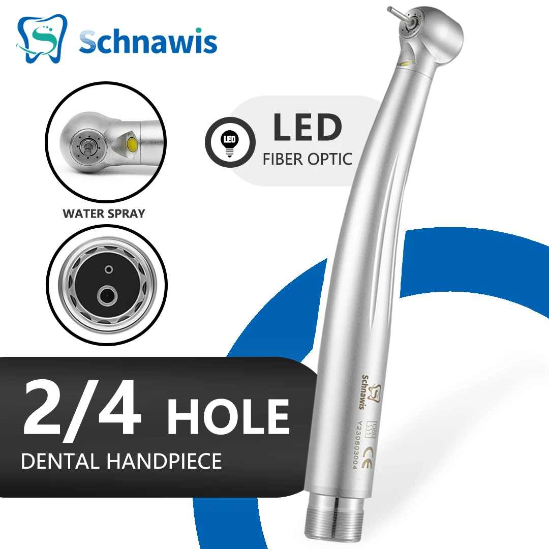 Schnawis LED Dental High Speed Handpiece Dentistry Air Turbine Handpiece with Four Water Sprays Handpiece 2/4Hole Dentist Tool