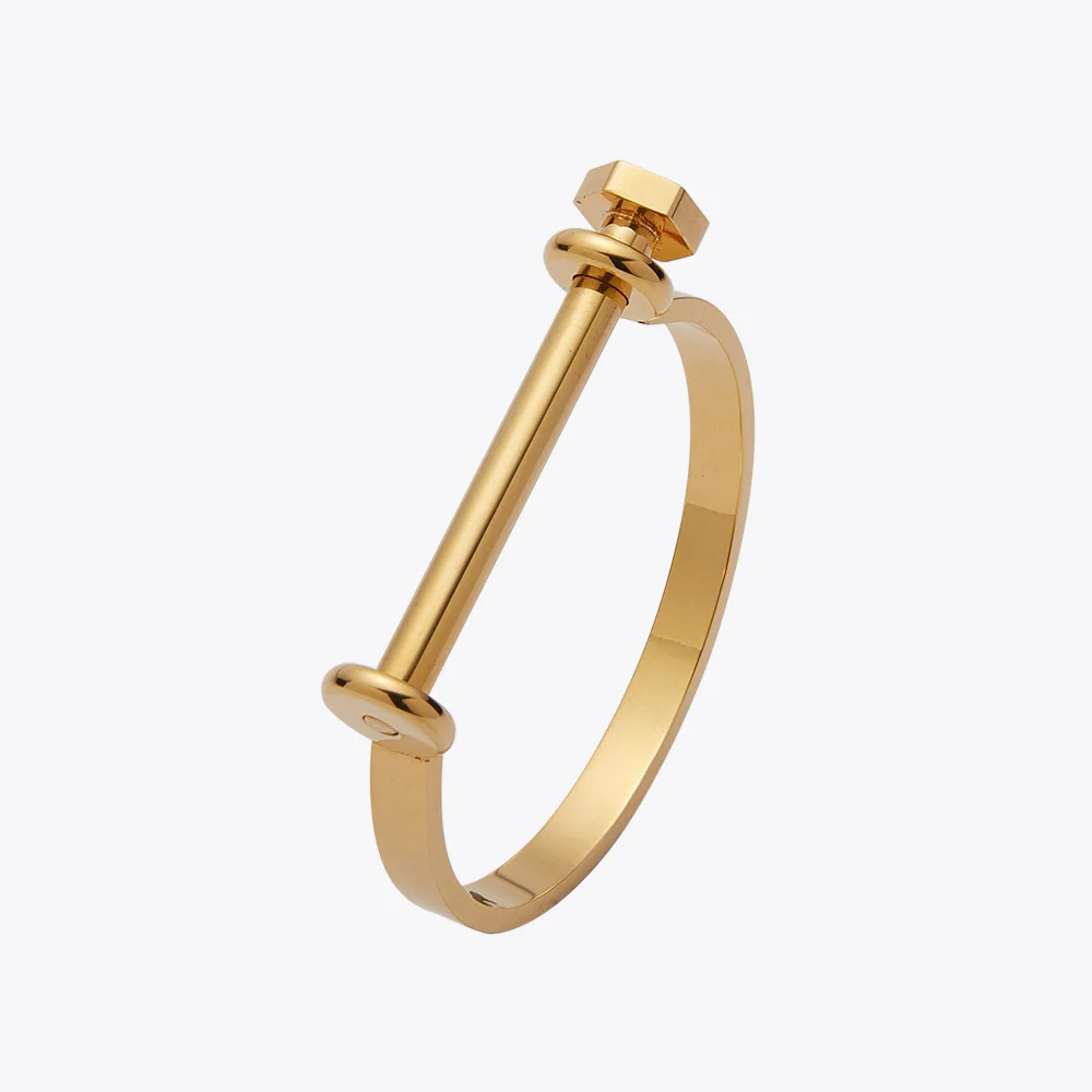 Enfashion Shackle U Cuff Bracelet Noeud armband Gold Color Screw Bangle Bracelet For Women Bracelets Manchette Bangles