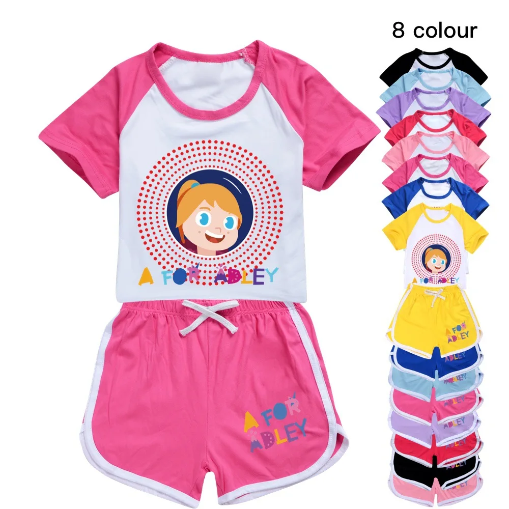 

2024 A for Adley Girls Boys Tracksuits Cartoon Kids Sports T-Shirt +Shorts 2 Piece Set Baby Clothing Comfortable Outfits Pyjamas