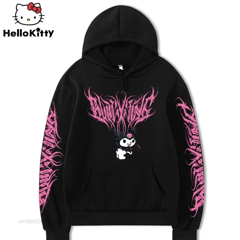 Sanrio kuromi novas roupas primavera outono harajuku camisas superiores das mulheres dos homens hoodies casais camisolas y2k feminino nova tendência pullovers