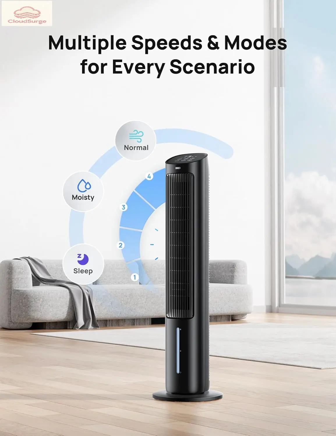 

Напольные вентиляторы, выпускающие холодный воздух, 40-дюймовый испарительный охладитель воздуха, вентилятор для спальни с 80 функциями охлаждения ° Осциллирующий, с дистанционным управлением